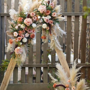 Beige Pampas Wedding Archway, White Silk flowers, Wedding Corner Swag, Wedding Backdrop, Wedding Arch Decor,Bridal Shower, Wall Decor