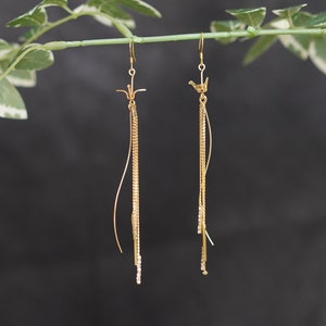 Japanese Wind Chime Earrings 14K Gold Plated Thousand Paper Crane and Tassel Valentine&#39;s Day Gift Wedding Gift