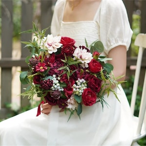 Burgundy Rustic Wedding Bouquet,Artificial Flowers Wedding Decor,Dried flowers,bridal bridesmaids bouquets,Flowers Arrangement