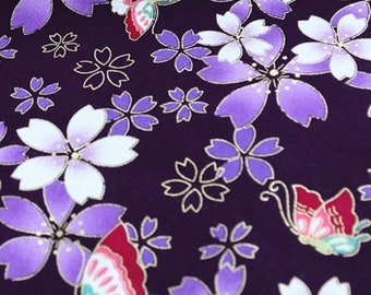Vintage Japanese Cotton Fabric Floral Fabric with Sakura Flowers Twigs ,for Tablecloth,Doll ,Home Décor ETC –1/2 Yard