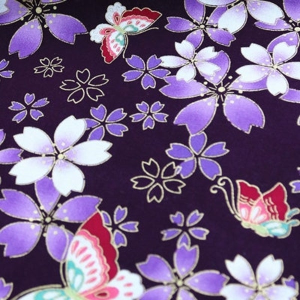 Vintage Japanese Cotton Fabric Floral Fabric with Sakura Flowers Twigs ,for Tablecloth,Doll ,Home Décor ETC –1/2 Yard