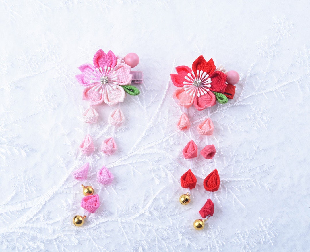 アクセサリー himono Handmade Japanese Traditional Tsumami Kanzashi Hair Clip Pin