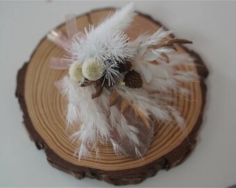 White Pampas boutonniere, Wedding boutonniere, Rustic Boutonniere, Wedding Rustic button hole