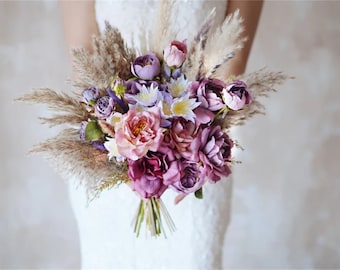 Rustic boho Wedding Bouquet,Artificial Faux Flowers Home Wedding Decor,bridal bridesmaids bouquet,Flowers Arrangement,Small Centerpiece