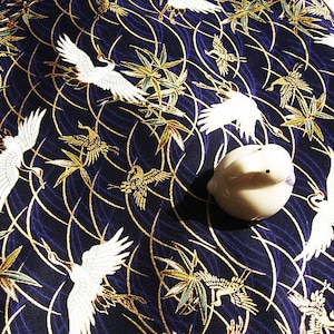 Tecido de algodão japonês vintage, guindaste de pássaro azul por 1/2 jarda para roupas, vestido, bolsa, carteira, etc.