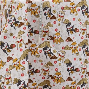 Pano de tecido de algodão japonês vintage Shiba Inu Dog por 1/2 jarda para roupas, vestido, bolsa, carteira etc.