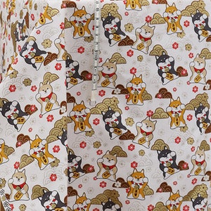 Vintage Japanese Cotton Fabric Cloth Shiba Inu Dog by 1/2 yard  for Clothing, Dress, Bag Purse, Wallet ETC