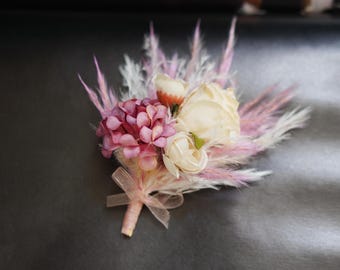 Wedding boutonniere, Rustic Boutonniere, Pampas boutonniere, wedding Rustic buttonhole, button hole