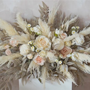 Ivory/Ecru/ Beige Silk flowers, Beige Pampas Flower Arch Arrangement, Boho Wedding Decor, Wedding Backdrop, Swag For Arch