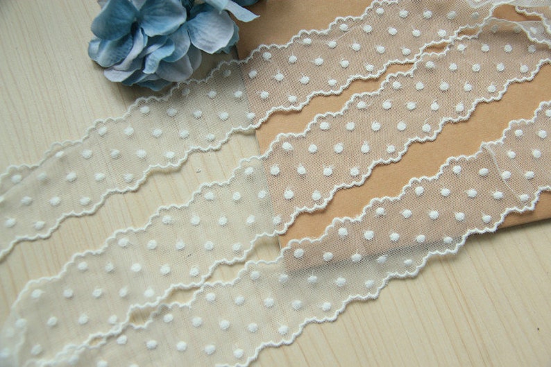 Lace Fabric White Floral Embroidered Lace Trim Ribbon Width for Clothing Bags BJD Doll Wedding Dress Curtain One Yard 4.5 cm 1.77 inch