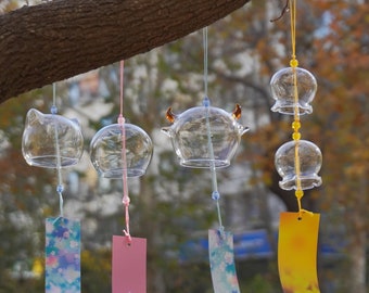 2 pieces JAPANESE Traditional Glass Furin wind Bell wind Chime windbell lucid transparent for DIY