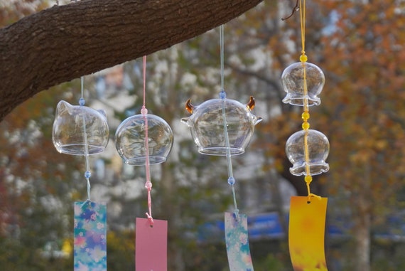 2 pièces japonais traditionnel verre Furin vent cloche carillon éolien  lucide transparent pour bricolage -  France