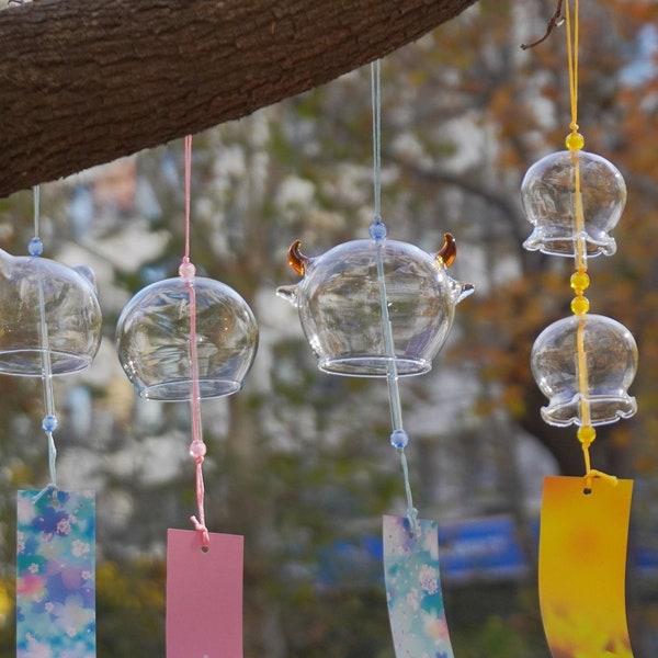 2 pieces JAPANESE Traditional Glass Furin wind Bell wind Chime windbell lucid transparent for DIY