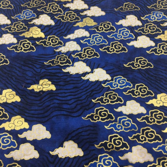 Vintage Japanese Cotton Fabric Cloth Cloud Navy Blue by 1/2 - Etsy