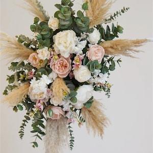 Pampas Flower Arch Arrangement, Boho Wedding Decor, Wedding Backdrop, Swag For Arch, Rustic Wedding Decor