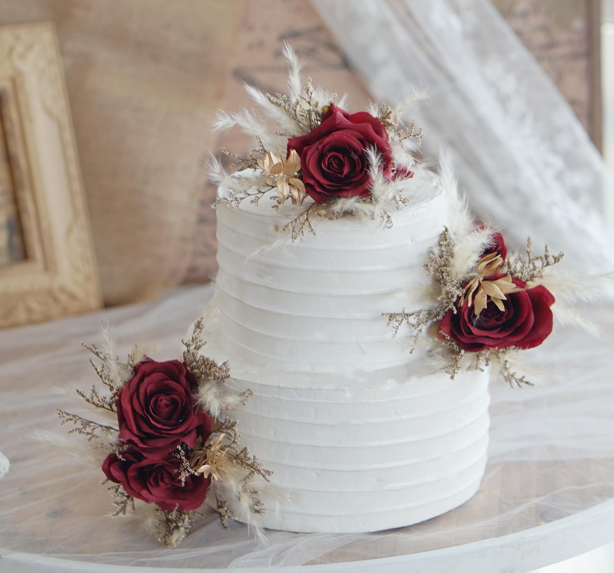 Red Roses Printable Cake Topper Set of 3 Wedding Cake Topper,red Rose Cake Decoration, Pampass Cake ...