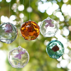 JAPANESE Traditional Glass Furin wind Bell  eternal flower wind Chime windbell lucid transparent for DIY