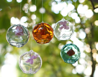 JAPANESE Traditional Glass Furin wind Bell  eternal flower wind Chime windbell lucid transparent for DIY
