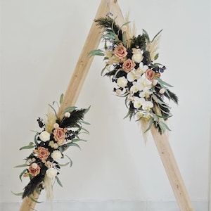 Black Pampas Arch arrangement/Dusty Pink Silk flowers -Event Backdrop Floral Wedding Arch Arrangement