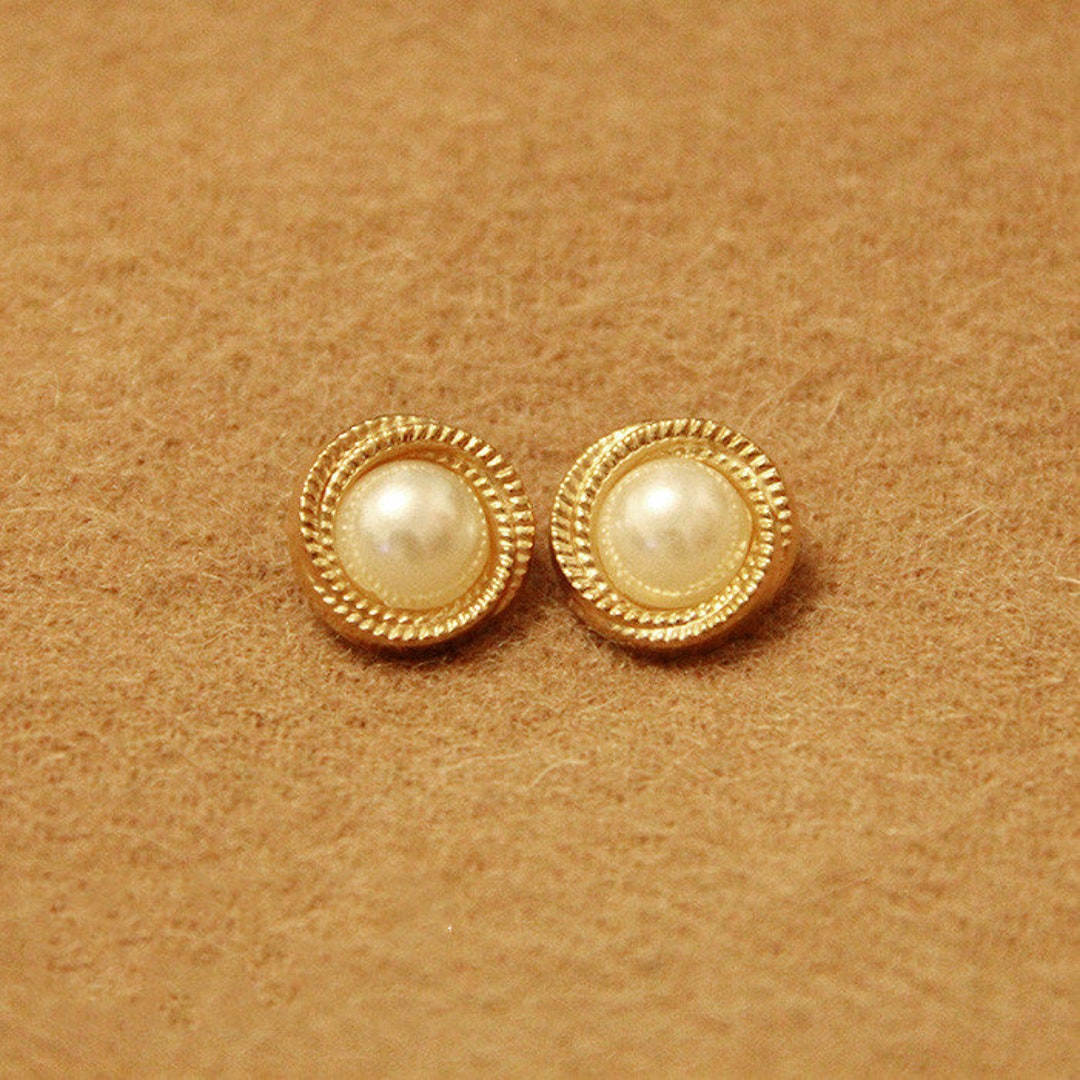 Five Pieces Golden Metal With Pearl Artificial Stone Buttons - Etsy