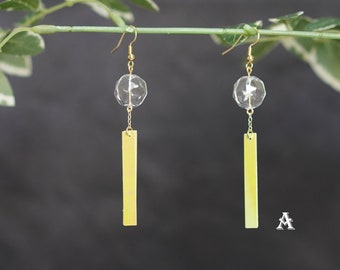 Wind Chime Earrings Glass Beads,furin, Gold Solitaire, Transparent Glass Earrings 14K Gold Plated Valentine's Day Wedding Gift