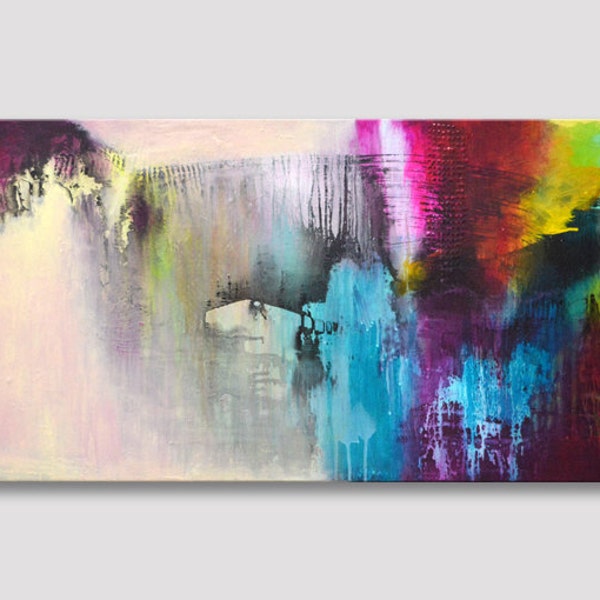 Original große abstrakte Malerei, bunte Gemälde, abstrakte Kunst, moderne Kunst, Acrylgemälde auf strukturierter Leinwand, farbenfrohe Kunstwerke