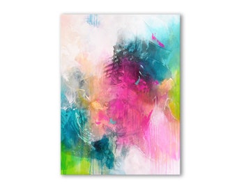 Original abstraktes Acrylbild // moderne Kunst // Leinwandbild // kräftige Farben // original Gemälde // Gemälde rosa // abstrakte Malerei