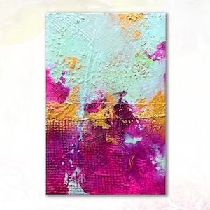 abstract painting // one-of-a-kind colorful artwork // original abstract art // acrylic painting with gold // smalll painting // bold colors