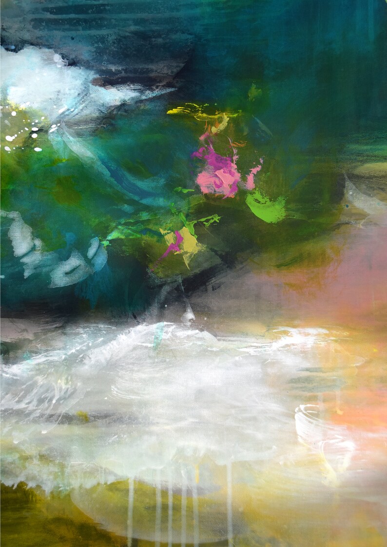 Abstract acrylic painting Petrol wall art Etsy