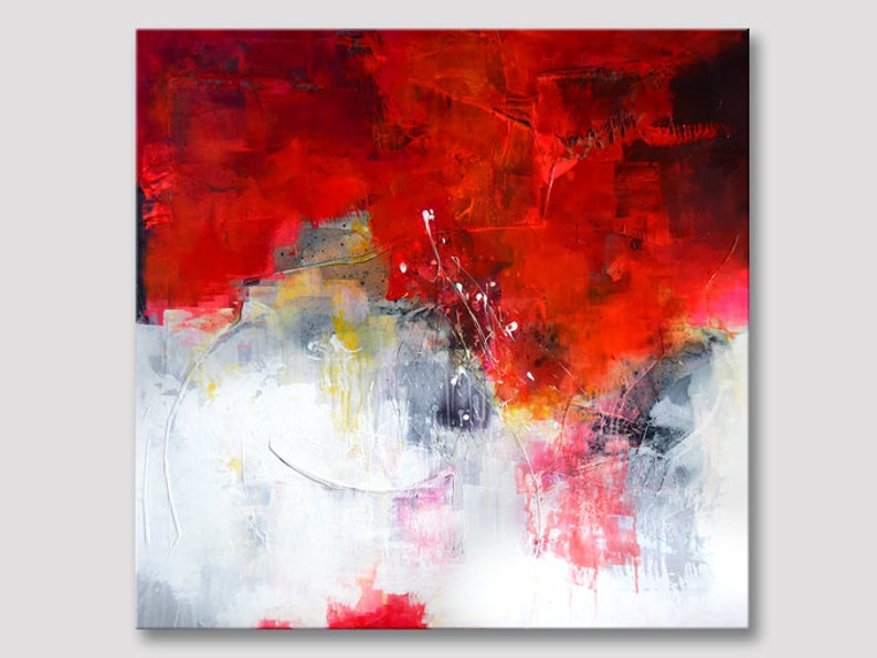 Extra large abstract painting original handpainted XL red Etsy