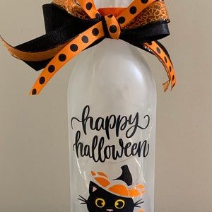 Halloween Wine Bottle Light - Cat
