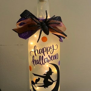 Halloween Wine Bottle Light - Witch