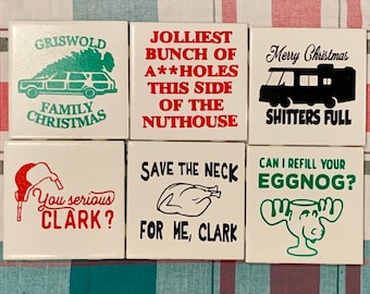 Juego de 6 posavasos personalizados - Vacaciones de Navidad