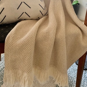 Personalized Lightweight Cotton Feel Herringbone Hemp Blanket Throw