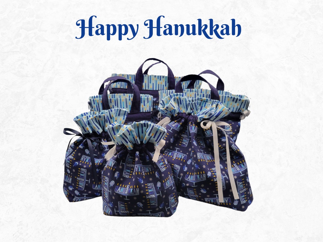 Hanukkah Gift Bag Hanukkah Drawstring Gift Bag Lined Etsy