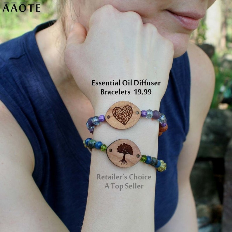 Dragonfly Wood Diffuser Beaded Stretch Bracelet Aromatherapy Jewelry Apply Essential Oil to Wood EOWDBSBW-D038 USA Made Sustainable Wood