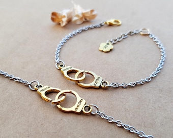 2 Partners in Crime Bracelets | Best Friends Jewelry | Friendship bracelets | Handcuffs Bracelets | Matching Bracelets | Initial Bracelets