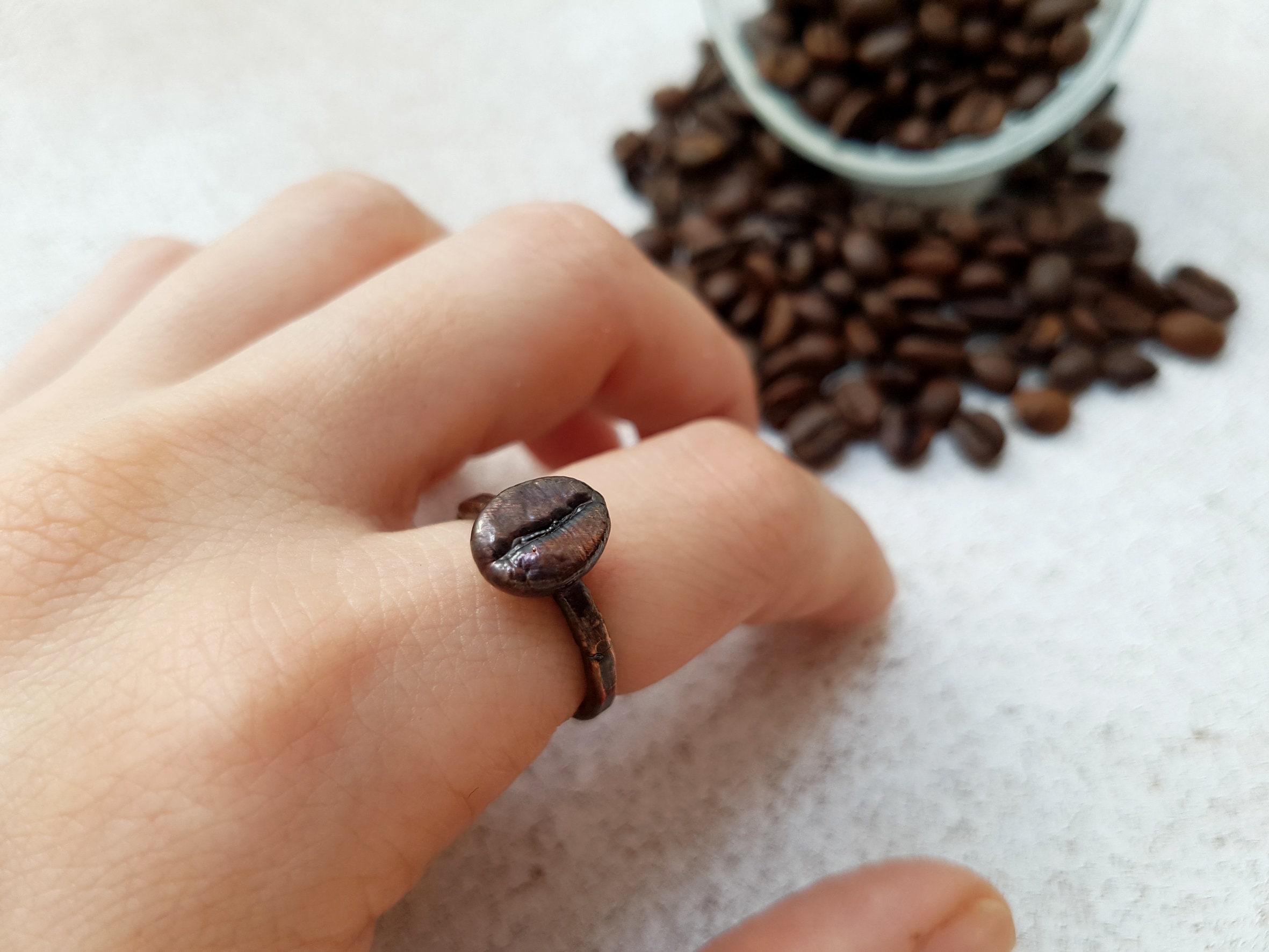 Coffee Bean Ring Electroformed Copper Ring Coffee Lover Etsy
