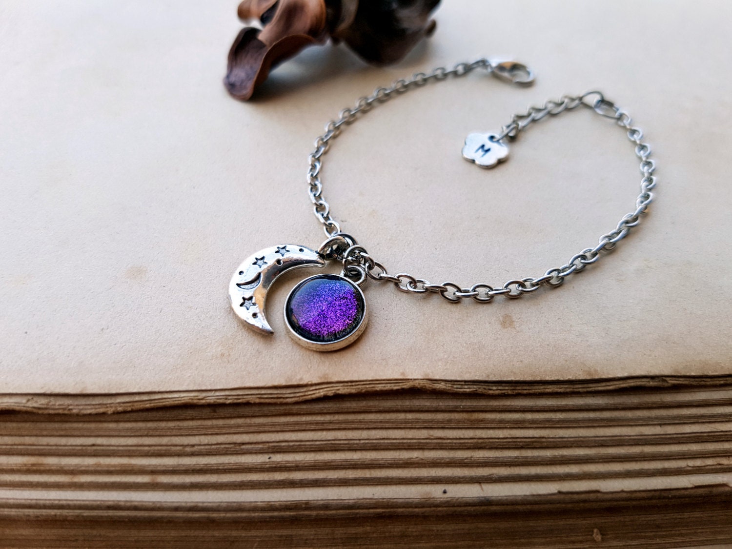 Moon Bracelet Initial Bracelet personalized jewelry Moon
