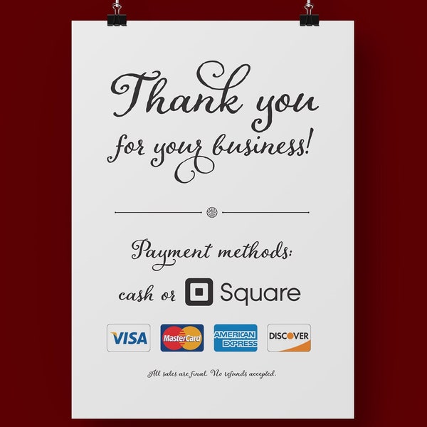Market Table Payment Sign Download- Old World Font