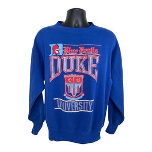 Vintage Duke Sweatshirt 1980s Crewneck Duke Blue Devils College Sports Basketball Size Large