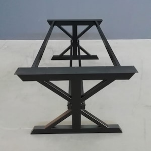 Metal Trestle Farmhouse Dining Table Legs  , 28&quot;H x 35&quot; W x 72” L Industrial Steel Table Base