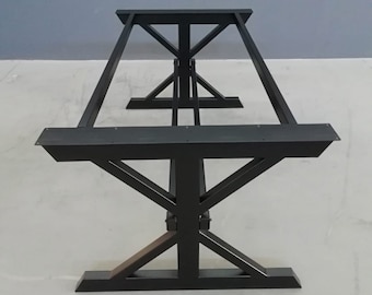 Metal Trestle Farmhouse Table Legs, Heavy Duty Steel Table Base (28"H x 35" W x 72” L)