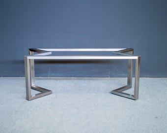 Base per tavolo con staffa in acciaio inox – Struttura robusta per piani in vetro, marmo e legno – 71 cm di larghezza x 183 cm di lunghezza – Base per tavolo da esterno