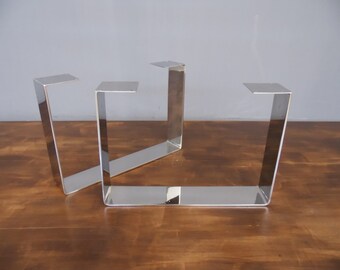 16" Stainless Steel Bench Legs,  Square Table Legs , SET(2)