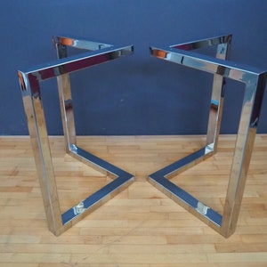 Modern Stainless Steel Bracket Table Legs – 28” Width, 26” to 30” Height | Polished or Brushed Finish – Customizable Table Base (Set of 2)
