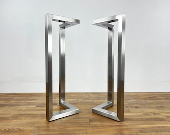 Stainless Steel Bracket Table Legs ,  26"- 30" H , 14" W , Table Base for Wood, Glass, Marble Tops (Set of 2)