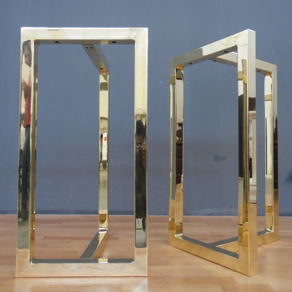 Dining Table Legs , 28" X 15" X 15" , Solid Brass Table Trestles , Height 26" - 30" Set(2) | Desk | Entry | Console | Make Up | Bathroom