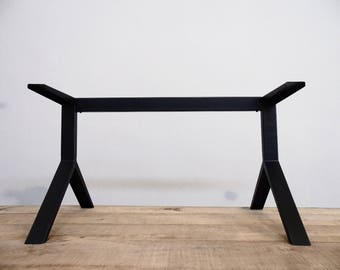 Steel Dining Table Base | 28&quot; H x 24&quot; W x 52&quot; L | Modern Industrial Desk Legs | Custom Size & Finish Options - ÇATAL Base by BALASAGUN