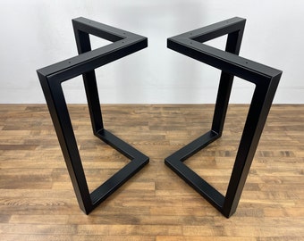 Patas de acero para mesa de comedor, 71 cm de alto x 71 cm de ancho, base de metal, altura de 66 a 76 cm. Juego de (2) patas.